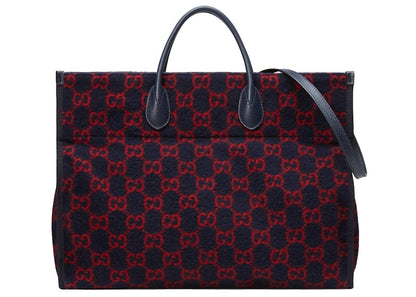 Gucci Tote GG Wool Blue/Red