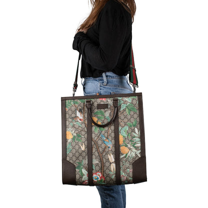 Gucci Convertible Tote Monogram GG Tian Print Brown/Beige/Green/Red