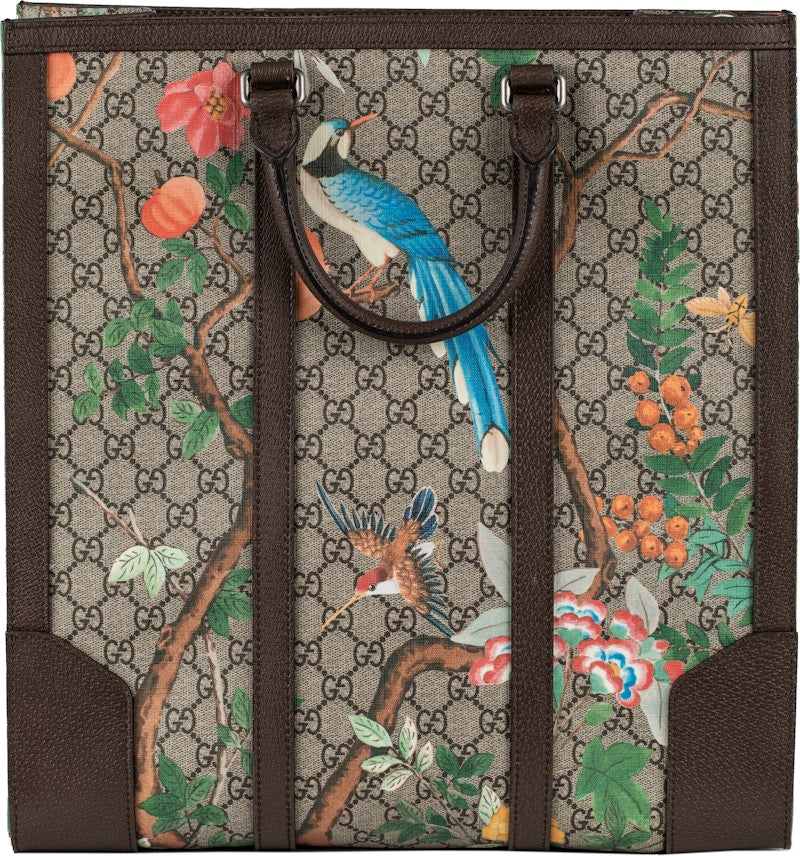 Gucci Convertible Tote Monogram GG Tian Print Brown/Beige/Green/Red