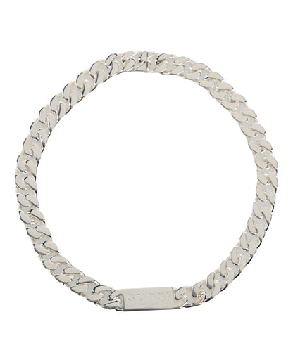Gucci Trademark Enamel Chain Necklace Silver
