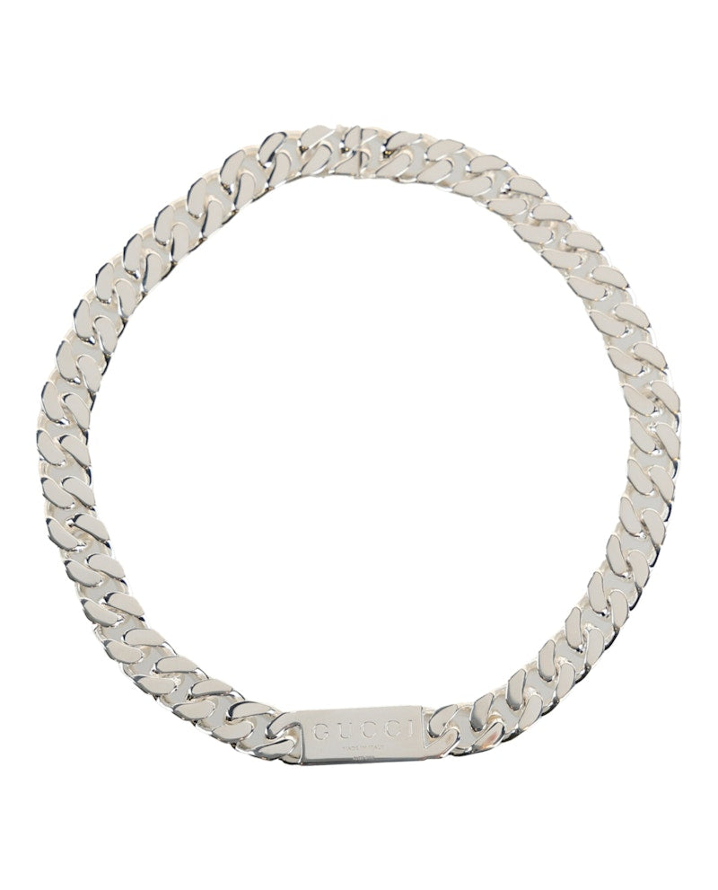 Gucci Trademark Enamel Chain Necklace Silver