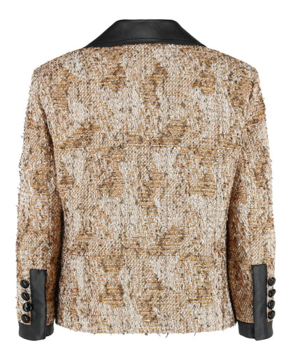 Gucci Tweed Patterned Blazer Gold