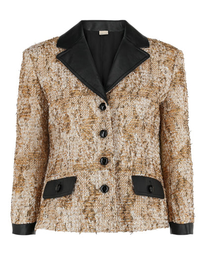 Gucci Tweed Patterned Blazer Gold