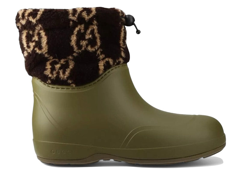 Gucci Two-Toned Teddy Ankle Boots Green Brown