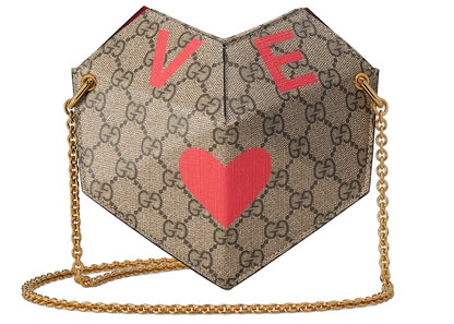 Gucci Valentine's Day Heart Bag Small GG Supreme Beige/Ebony