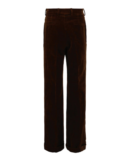 Gucci Velvet Flared-Leg Pants Brown