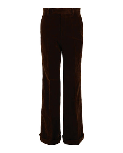 Gucci Velvet Flared-Leg Pants Brown