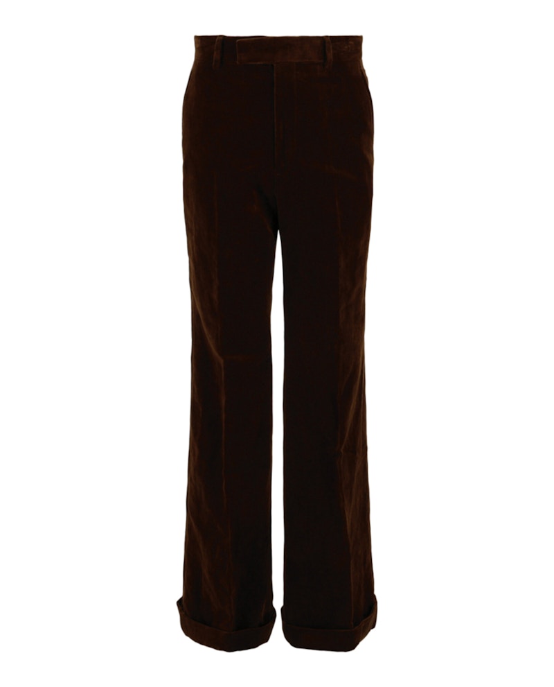 Gucci Velvet Flared-Leg Pants Brown