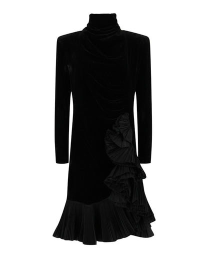 Gucci Velvet Ruffled Dress Black