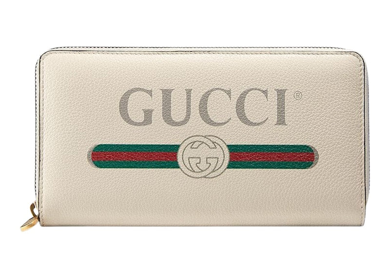 Gucci Vintage Logo (12 Card Slots) Zip Around Wallet White/Multi