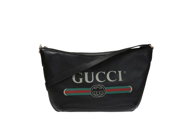 Gucci Vintage Logo Messenger Shoulder Bag Black