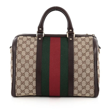 Gucci Boston Bag Vintage Web GG Web Stripes Medium Brown/Green/Red