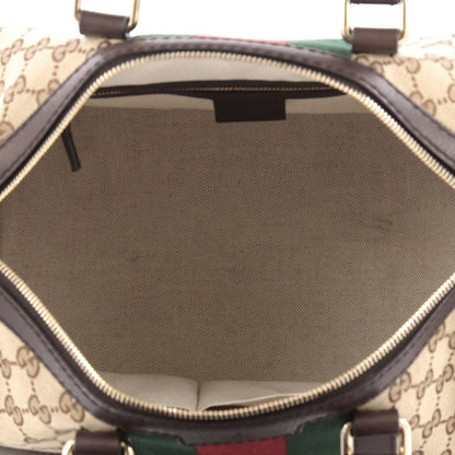 Gucci Boston Bag Vintage Web GG Web Stripes Medium Brown/Green/Red