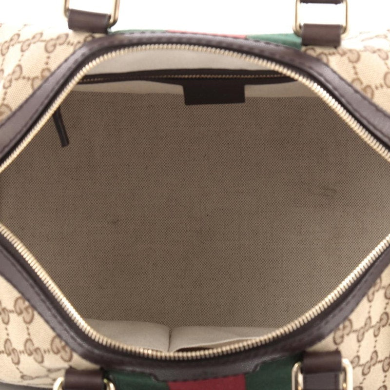Gucci Boston Bag Vintage Web GG Web Stripes Medium Brown/Green/Red