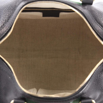 Gucci Vintage Web Boston Bag Satchel Medium Black