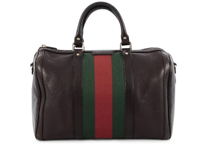 Gucci Vintage Web Boston Bag Satchel Medium Brown