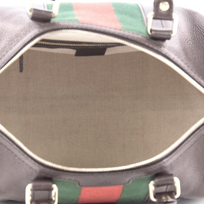 Gucci Vintage Web Boston Bag Satchel Medium Brown