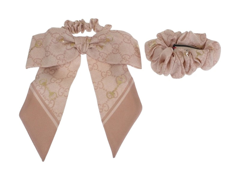 Gucci (W) Silk GG Scrunchie Set Pink/Ivory
