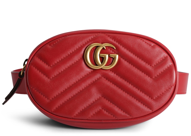 Gucci GG Marmont Belt Bag Matelasse Hibiscus Red