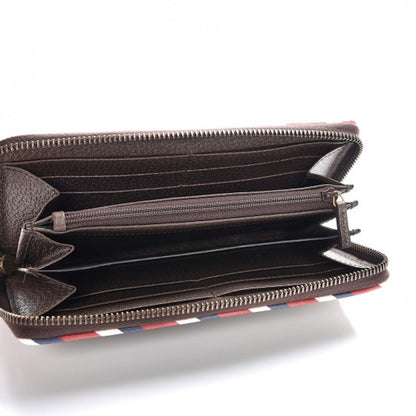 Gucci Zip Around Wallet Monogram GG Supreme Embroidered Red/White/Brown/Green