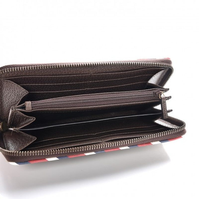 Gucci Zip Around Wallet Monogram GG Supreme Embroidered Red/White/Brown/Green