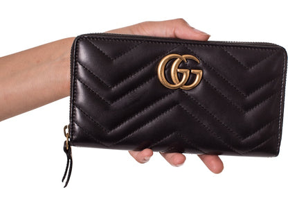 Gucci GG Marmont Wallet Zip Around Matelasse Black
