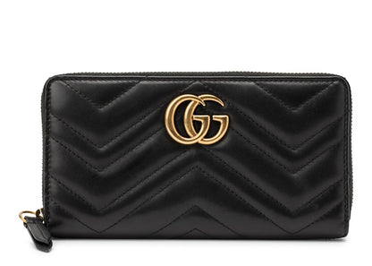 Gucci GG Marmont Wallet Zip Around Matelasse Black