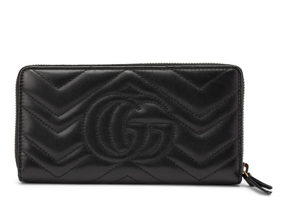 Gucci GG Marmont Wallet Zip Around Matelasse Black