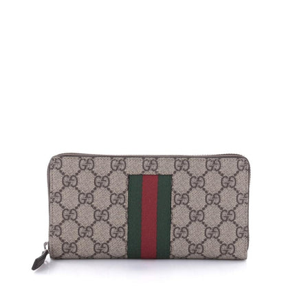 Gucci Zip Around Wallet Web GG Supreme Beige/Ebony