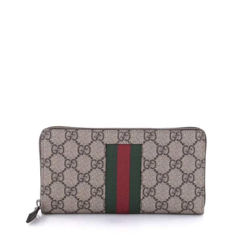 Gucci Zip Around Wallet Web GG Supreme Beige/Ebony