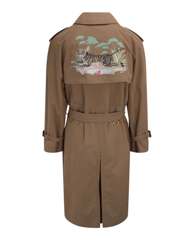 Gucci Washed Gabardine Trench Coat Brown