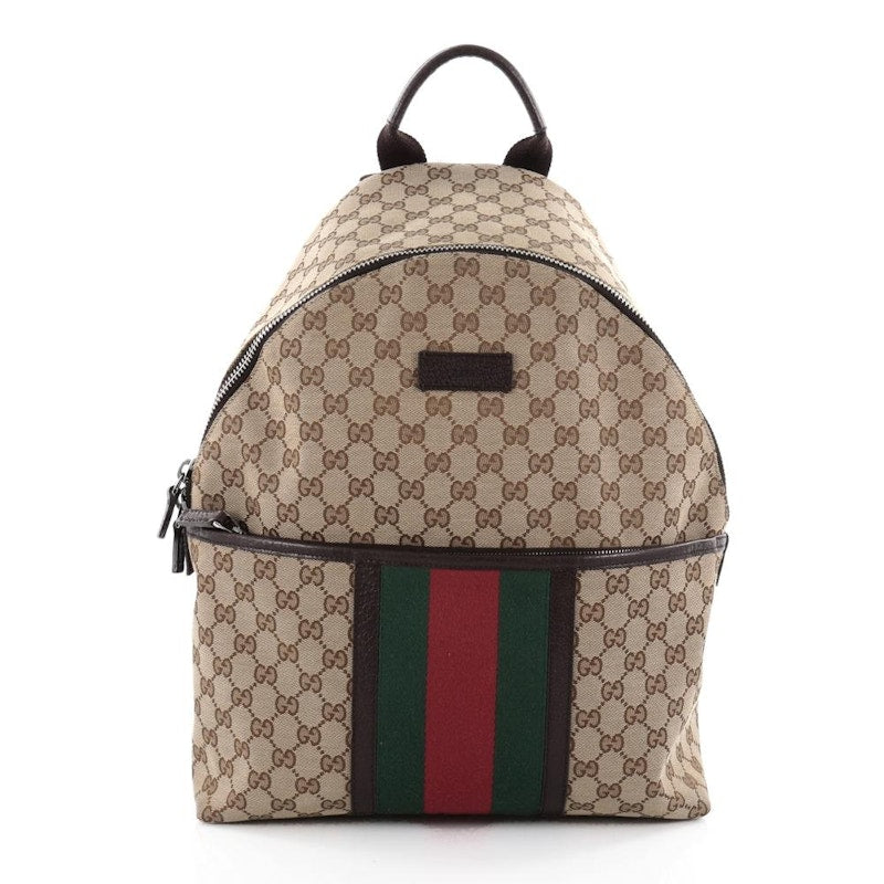 Gucci Web Backpack GG Web Stripes Medium Brown/Green/Red