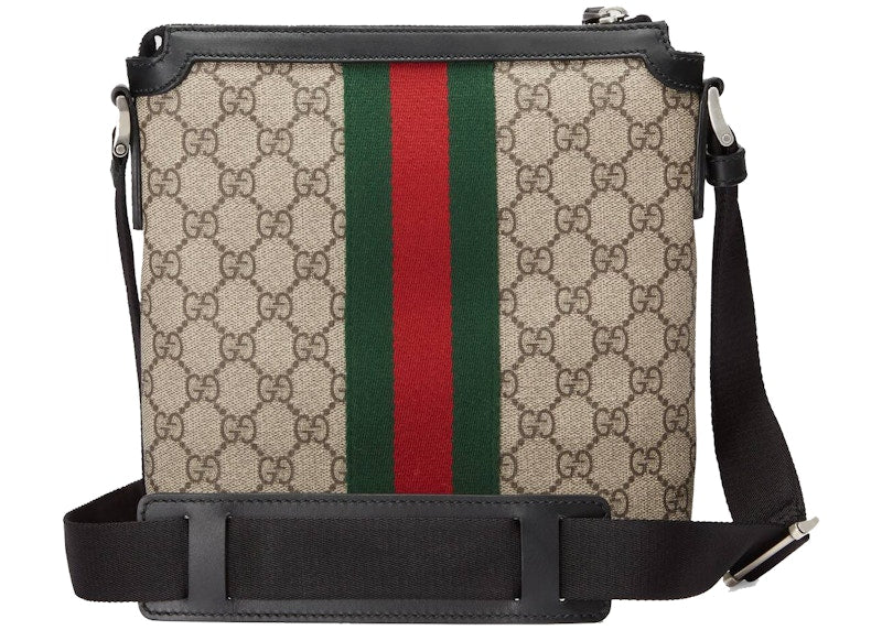 Gucci Web GG Supreme Flat Messenger Beige/Ebony