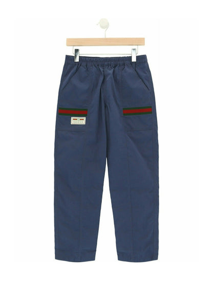 Gucci Web Striped Trim Patch Pants Dark Blue