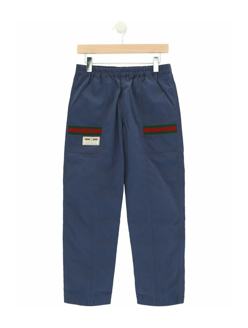 Gucci Web Striped Trim Patch Pants Dark Blue
