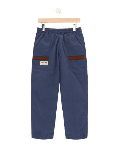 Gucci Web Striped Trim Patch Pants Dark Blue
