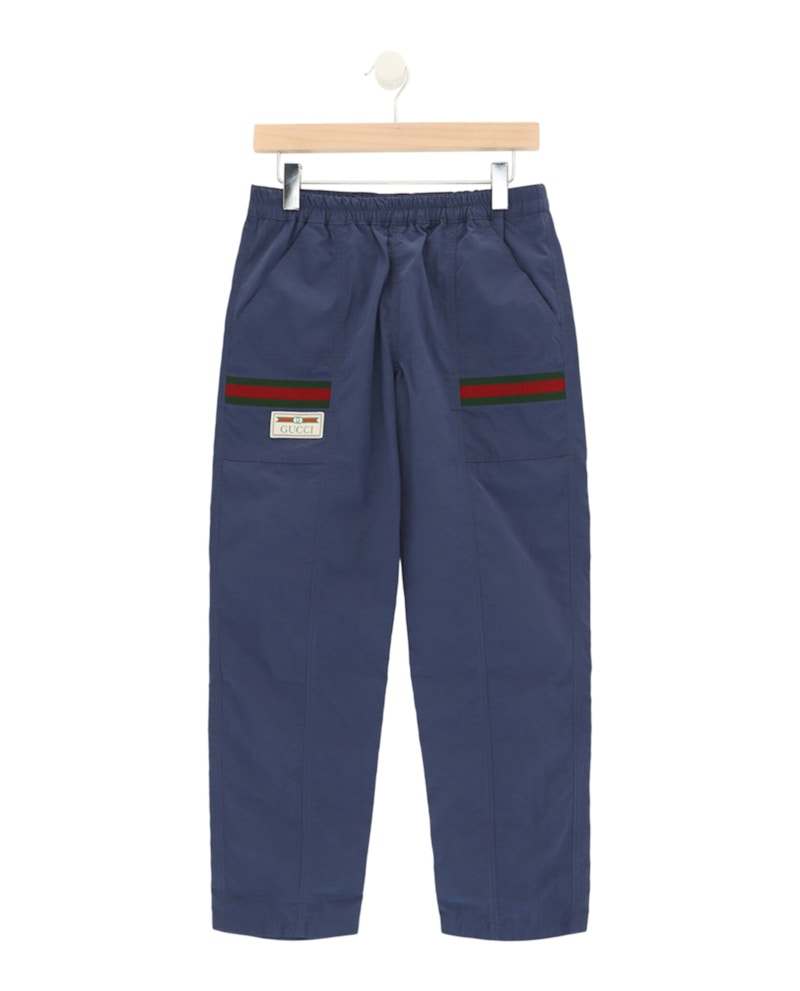 Gucci Web Striped Trim Patch Pants Dark Blue