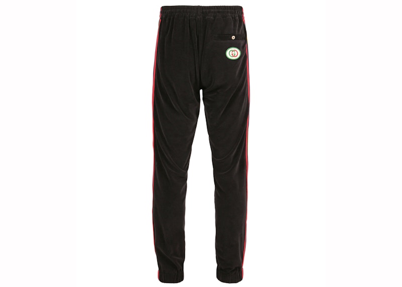 Gucci Web Striped Velvet Jogger Pants Black