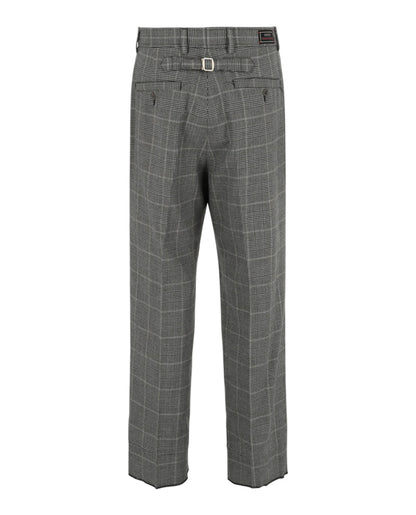 Gucci Wide-Leg Plaid Trousers Grey