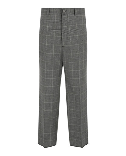 Gucci Wide-Leg Plaid Trousers Grey