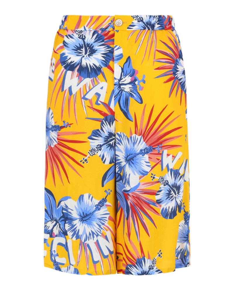 Gucci Wild Flower Cropped Shorts Yellow