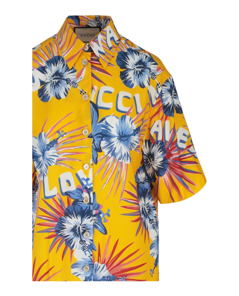 Gucci Wild Flower Printed Shirt Yellow