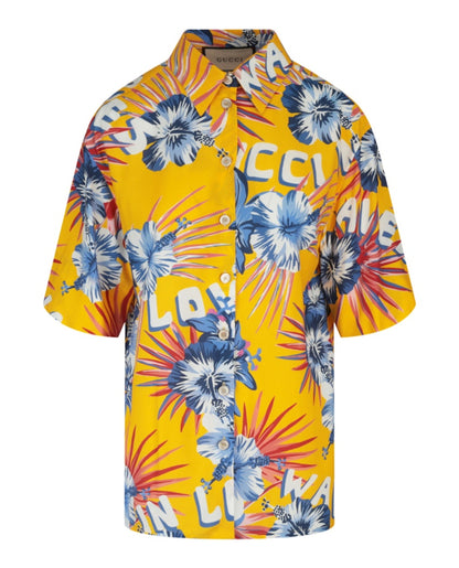 Gucci Wild Flower Printed Shirt Yellow