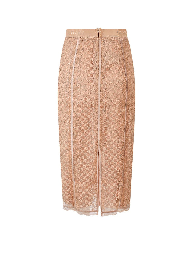 Gucci Woman GG Mesh Skirt Beige