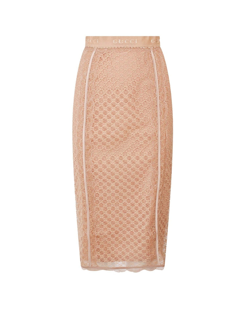 Gucci Woman GG Mesh Skirt Beige