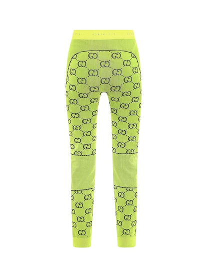 Gucci Woman Jacquard GG Jersey Leggings Yellow