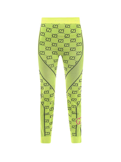 Gucci Woman Jacquard GG Jersey Leggings Yellow