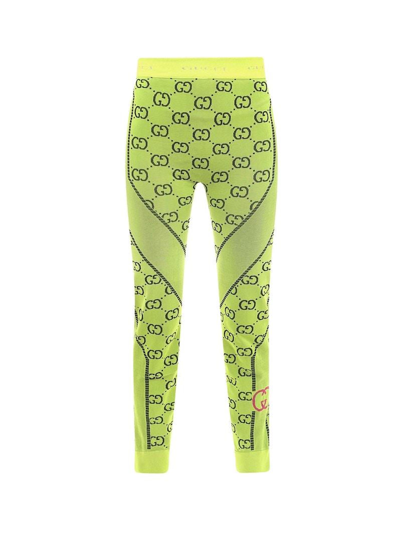 Gucci Woman Jacquard GG Jersey Leggings Yellow