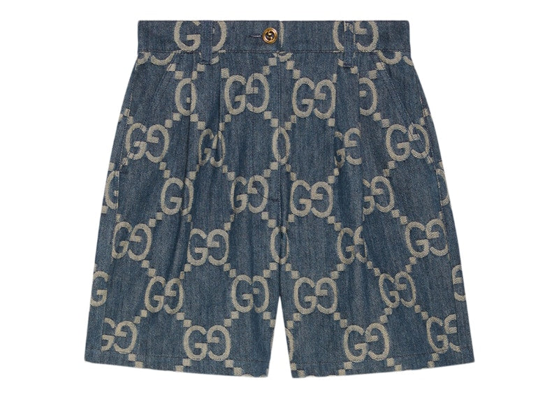 Gucci Women's Jumbo GG Denim Shorts Blue/Ivory
