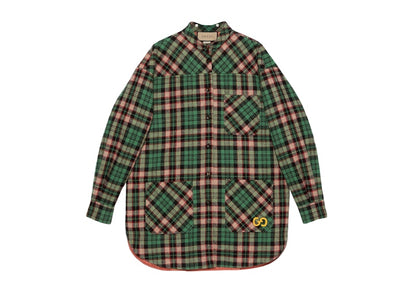 Gucci Women's Tartan With GG Wool Shirt Green/Multi